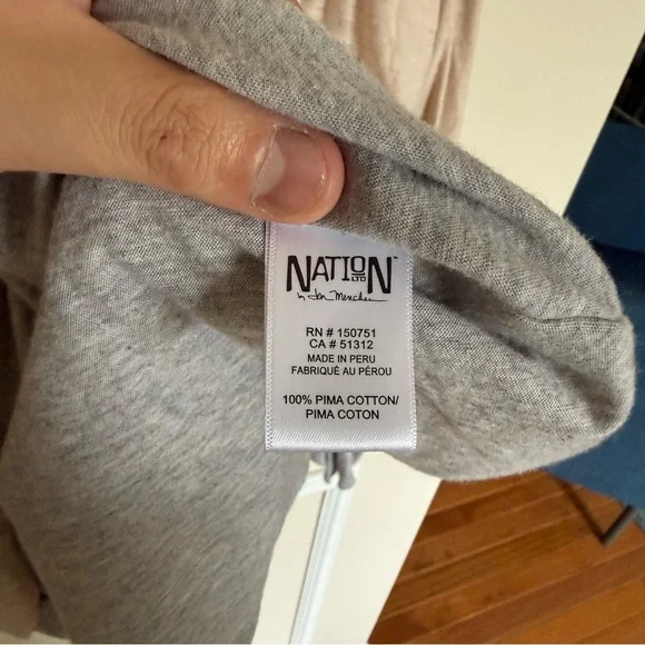 NationLTD Lag & Look Pima Cotton Gray & Beige Two-Tone Layered Long Sleeve Boho - Picture 5 of 7